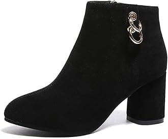 Dernolsea Heeled Ankle Boots for Women, Pointed Toe Zip Up Block Mid Heel Ladies Ankle Boots