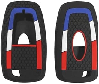 Striped Silicone Car Key Cover Black fit for Ford Endeavour, Ecosport, Figo, Aspire, Freestyle (2/3 Button Push Smart Key)