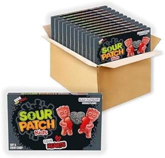 Sour Hearts - Black Raspberry - Valentine's Day Sweet and Sour Candy - Theater Box - Pack of 3-3.08oz Boxes