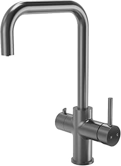 Excel Home - 3 in 1 Instant Boiling Water Tap, 2.4L Boiler Unit & Carbon Water Filter | Instant hot Hot Water Tap - Made of Anti Rust Stainless Steel - Kitchen Mixer Tap (Modern, Gunmetal)