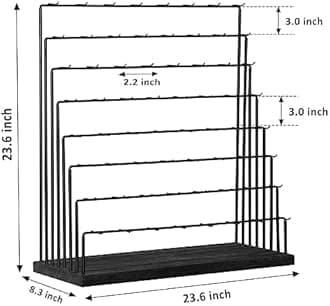 DGWJSU Earring Display Stands for Selling, Earring Rack Display Holder Stand, Jewelry Display for Selling Earring Cards, Bracelets, Hair Accessories, Rings, Necklaces (Black Wood, Large Size)