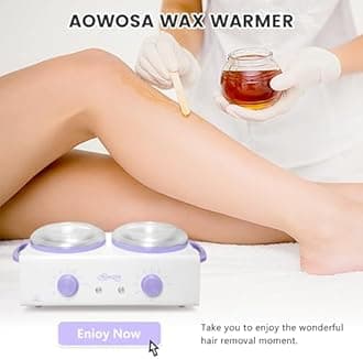 Professional Waxing Kit Wax Warmer Double Pot Wax Heater Machine for Hair Removal, Large Waxing Pot for Spa Salon Beauty Esthetician Home, with Non-Stick Easy Clean Pot, 50 Sticks & 20 Collar, White