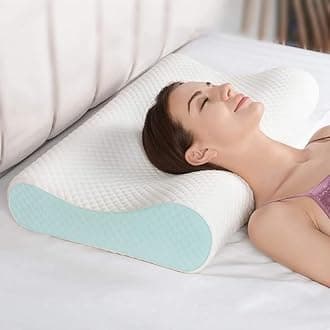 Cervical Contour Memory Foam Pillow for Sleeping,Orthopedic Pillow for Neck Pain, Support for Back,Stomach,Side Sleepers, with Breathable Zip Cover (Sky), Standard