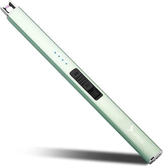 SUPRUS Electric Lighter Arc Windproof Flameless USB Rechargeable Lighter with Safety Lock for Candle BBQ Camping (Green)