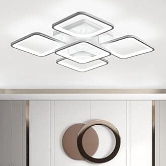 Jaycomey Modern Ceiling Light,LED Chandelier Flush Mount,Square Shape White Ceiling Light for Living Room Bedroom, 75W/Cool White