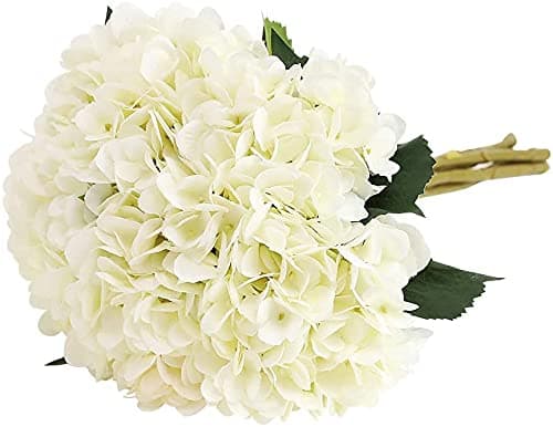 5Pcs artificial hydrangea flowers cream white
