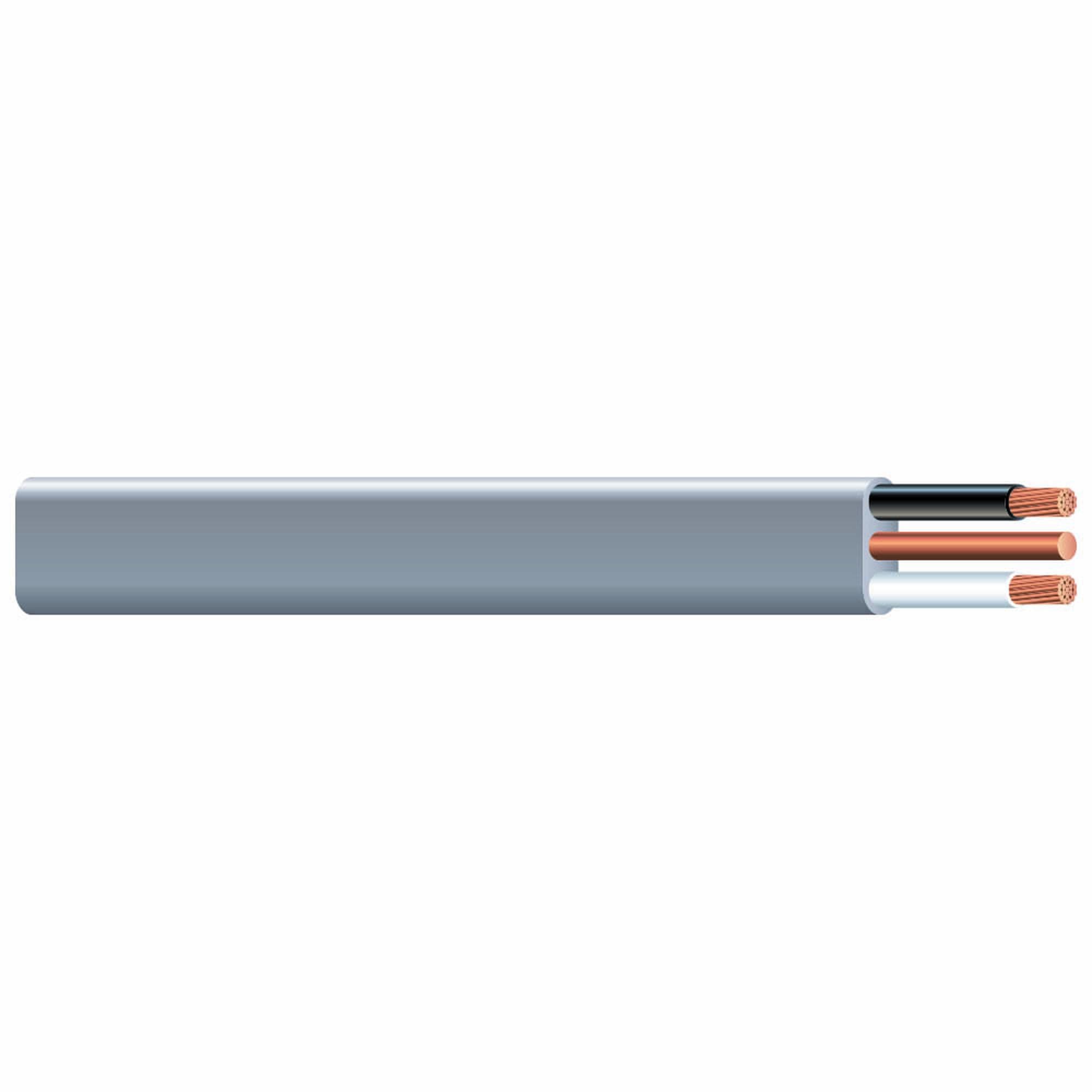 Southwire 12/2 UF B Wire with Ground, 50 ft, Gray Solid Copper Direct Burial Cable for Outdoor & Underground Use, 600V