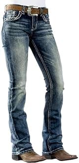 Women Bootcut Jeans 90s Mid Rise Straight Leg Stretchy Boot Cut Denim Pants Trendy