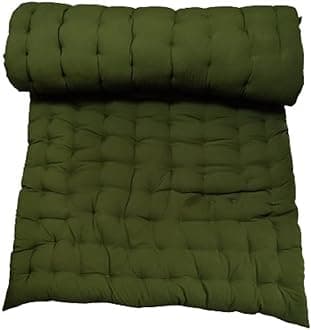 Soft Cotton Solid Color Quilt | Foldable Light Weight Filled Single Firm Cotton Quilt Mattress| Gadda Solid Coloured, 1 Sleeping Capacity, 3 x 6 ft or 72 x 36 Inches Dark Green Mehndi