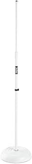 On-Stage MS7201W Round-Base Mic Stand (Supports Dynamic and Condenser Microphones, Height Adjustable 33"–60", Standard 5/8"-27 Threading, 7 lb, 10" Metal Base, Rubber Feet, Cable-Management Clip)
