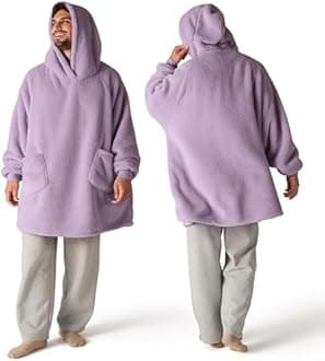 Bedsure Wearable Blanket Hoodie for Women, Christmas Gifts for Women Mom Men Dad, Hooded Blanket Warm Cozy Sweatshirt for Adult Women Men, Lavender, Oversized