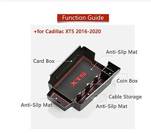 linfei Armrest Box Storage For Cadillac Xt5 2016-2020 Stowing Tidying Organizer Anti-Slip Rubber Interior Accessories