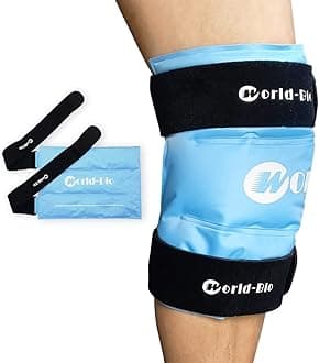 Knee Ice Pack Wrap 14.7" x 10.4", Reusable & Flexible Gel Cold Pack for Leg Injuries, Swelling, Replacement Surgery, Hot & Cold Compress Knee Ice Wrap for Arthritis, Post-Surgery Recovery