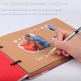Our Adventure Book Diary Photo Scrapbook, Embossed Lettering, Retro Style Travel Souvenir Inspired by 'Up', Ideal for Photos, Gift for Couples Anniversary, Weddings, Travelling, Birthday, Christmas