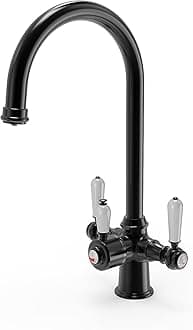 3 in 1 Instant Boiling Water Tap, 2.4L Boiler Unit & Carbon Water Filter | Instant hot Hot Water Tap - Made of Anti Rust Stainless Steel - Kitchen Mixer Tap (Traditional, Matt Black)