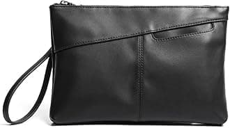 Leather Handbags for Men Large Purse Clutch Bag Black