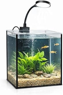 Mini Aquarium Set Fish Tank Shrimp Tank Snails Tank Planted Tank 1.2 Gallon Aquarium Kit, Small Desktop Fish Tank for Small Aquatic Pets for Beginner