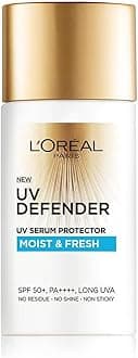 L'OREAL PARIS UV Defender Serum Protector - Sunscreen SPF 50 PA+++, Moist & Fresh, Non-Greasy, Hydrating Sunscreen, With Hyaluronic Acid, 50 ml