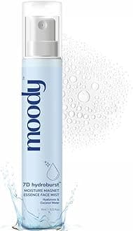 Moody 7D Hydro Burst Hydrating Face Mist & Essence Toner with Hyaluronic & Vitamin B5 for Hydrated, Glowing & Plumped Skin | Alcohol-Free Toner for Soothing & Pore Tightening | 72 Hour Hydration, 10ml