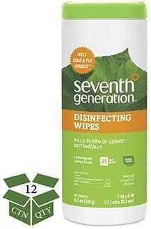 Seventh Generation 22812 Botanical Disinfecting Wipes, 8 x 7, White, 35 Count, 12/Carton
