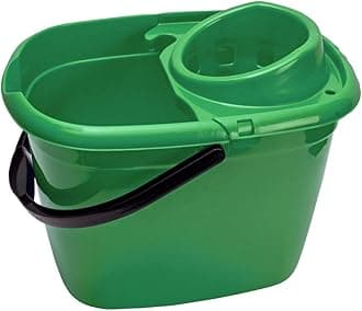 Abbey Plastic Mop Bucket with Wringer 12 Litre – Colour Coded Cleaning Floor Plastic Mop Bucket with Side Lip for Easy Pouring for General and Small Area Cleaning - Green