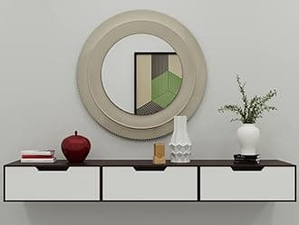 vudyExclusively Launched Engineered Wood Wall Shelf With Drawer For Living Room Storage & Home Decorative Items With 3 Drawers Wall Mounted Cabinet Style Decorative Shelves Pack Of 1 (Walnut & White)