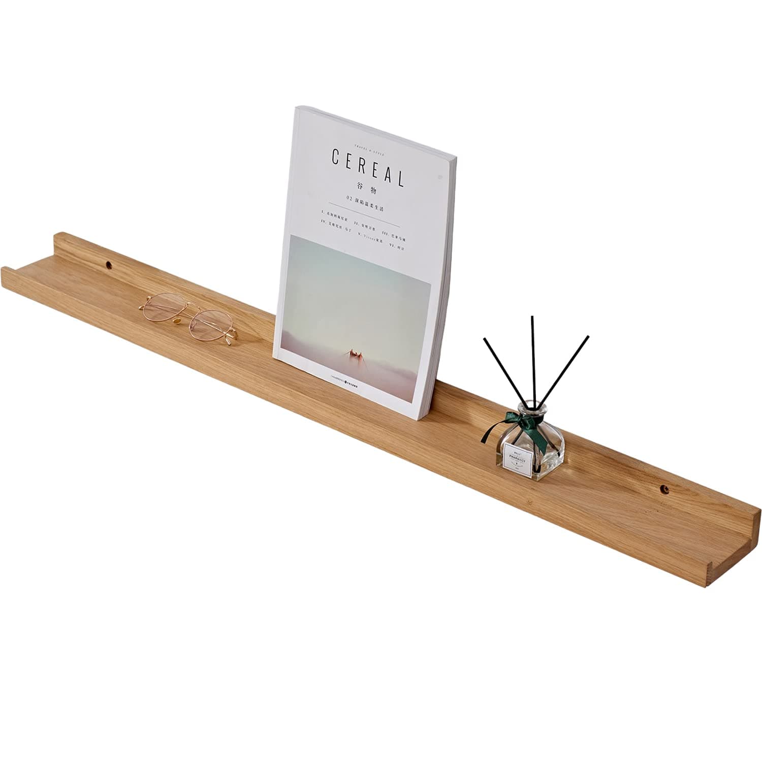 Gieanoo Floating Shelf, 120cm Solid Oak Wood Rustic Shelves Wall mounted Picture Ledge Shelves with lip radiator shelf Display Shelving For Living Room, Kitchen, Bedroom