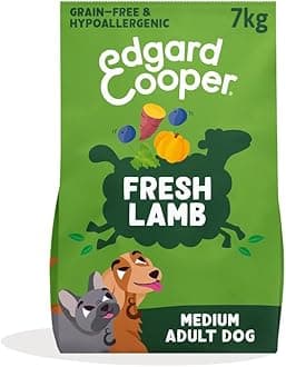 Edgard & Cooper Grain Free Dry Dog Food For Medium Breed Adult Dogs (7kg), Fresh Lamb, Balanced Fibre For Gut Health, Hypoallergenic Recipe With Natural Ingredients, Never Meat Meal