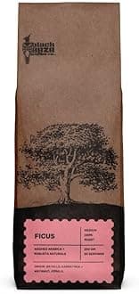 Black Baza Coffee, Ficus, Medium-Dark Roast, Freshly Roasted, Organic, Blend of Arabica & Robusta (Medium Fine Grind, 500 grams)