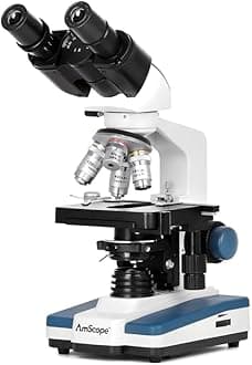 - AmScope B120C Series Student & Professional LED Binocular Compound Microscope - 40X-2500X Magnification - Features Siedentopf Head & 3D Mechanical Stage