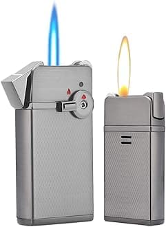 Torch Cigar Lighter, Butane Fuel Refillable, Soft/Jet Flame Switchable Cigarette Lighter with Flame Adjustable and Rotatable Switch, Unique Gift for Tobacco Pipe & Cigar