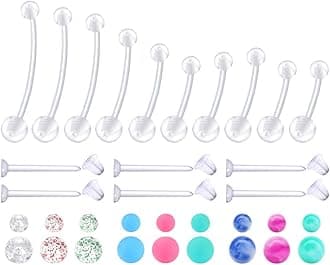 MODRSA Pregnancy Belly Button Rings Long Bar 38mm Sport Maternity Flexible Bioplast Clear Navel Belly Rings Piercing Retainer for Pregnant Women Mix Style