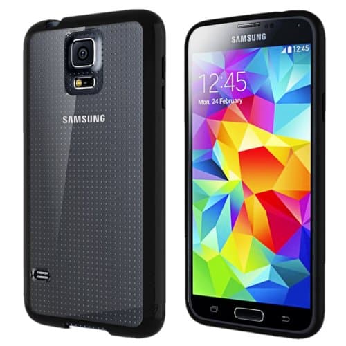 LUVVITT [Clearview Samsung Galaxy S5 Case Clear View | Scratch-Resistant Hybrid Slim Transparent Case/Cover for Samsung Galaxy S5 - Clear | Black