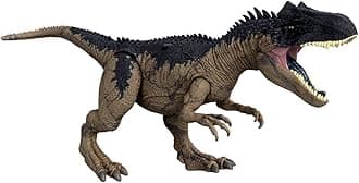 Mattel Jurassic World, New Ruler, Damage! Roaring Allosaurus, Total Length: Approx. 19.7 inches (50 cm), Ages 4 and Up, HFK06, Beige, Large