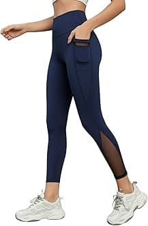 Gym wear Mesh Leggings Workout Pants with Side Pockets/Stretchable Tights/Highwaist Sports Fitness Yoga Track Pants for Women & Girls_2012