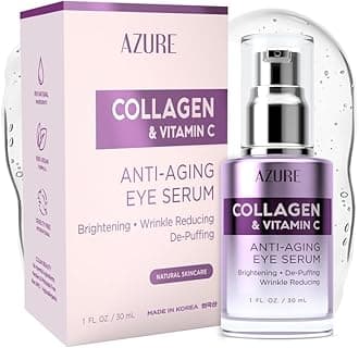 AZURE Collagen & Vitamin C Anti Aging Eye Serum - Brightening, Toning & De-Puffing | Reduces Wrinkles, Fine Lines & Under Eye Bags | Minimizes Appearance Fatigue & Dark Circles | Made in Korea - 30mL