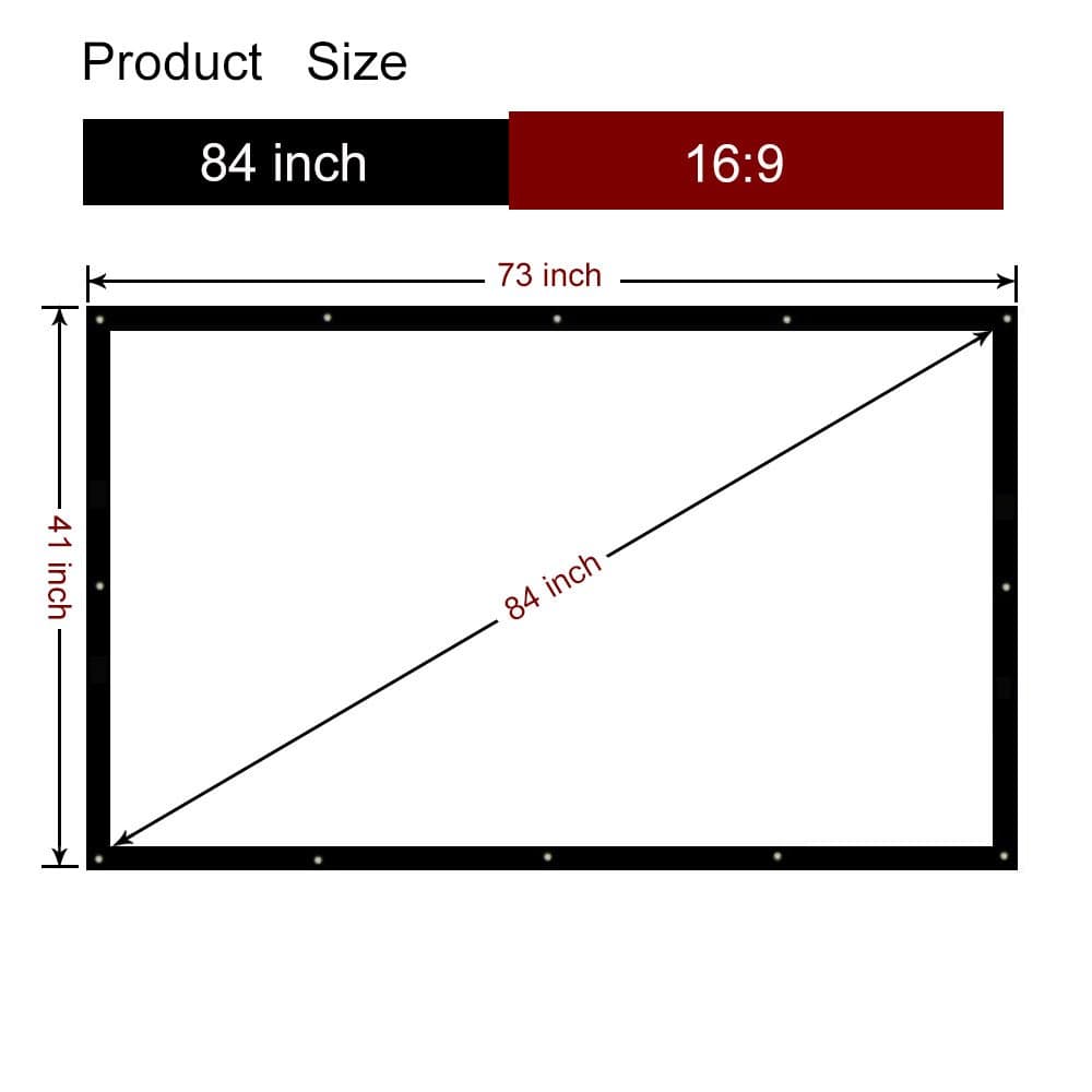 Projector Screen 84 Inch Diag HD 16:9, Portable Foldable Indoor Outdoor Movie Screen, Support Double Sided Projection