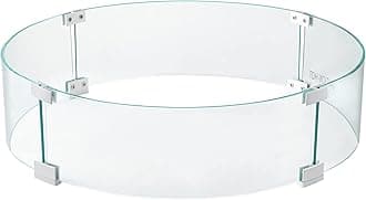 VEVOR Fire Pit Wind Guard, 23 x 23 x 8 Inch Glass Flame Guard, Round Glass Shield, 1/4-Inch Thick Fire Table, Clear Tempered Glass Flame Guard, Aluminum Alloy Feet for Propane, Gas, Outdoor