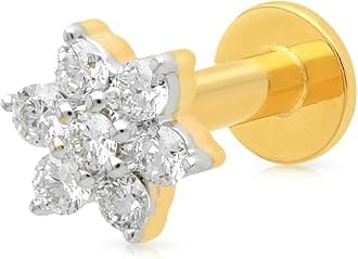 Malabar Gold & Diamonds Real Diamond Nose Pin for Women 18 k Gold | Original Diamond & 18kt Gold Nose pin | 18k BIS Hallmark (750) Nose Stud for Women & Girls with Piercing for Birthday & Diwali Gift