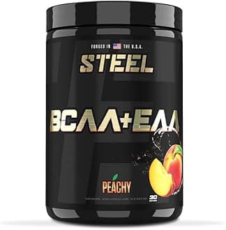 Steel Supplements | High Performance BCAA EAA Powder | Promotes Lean Muscle Growth and Workout Endurance | 2:1:1 Ratio to Recover Muscle Faster 30 Servings. (Peachy)