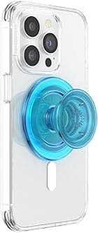 PopSockets Phone Grip for MagSafe, Magnetic Holder, Phone Stand, Blue - Electric Blue Translucent