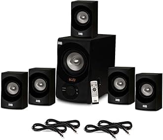 Acoustic Audio AA5171 Home Theater 5.1 Bluetooth Speaker System with FM and 4 Extension Cables