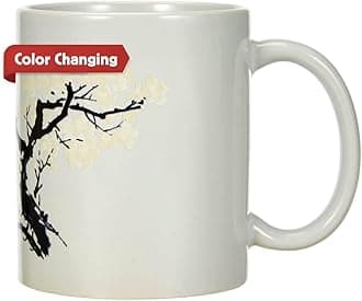 Kikkerland Cherry Blossom Morph Mug, Porcelain, White, 1 Count (Pack of 1)