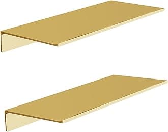 HNVNER Metal Wall Shelves Set of 2, Brushed Gold Floating Shelf, 30CM Wall Decorative Shelf for Photos, Collectibles, Vases, Trinkets, Crafts, Trophy, etc. Shower Caddy