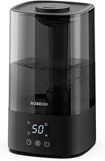 ROSEKM Automatic Humidifiers for Bedroom Large Room, 4.5L Cool Mist Humidifier for Home & Plant with Timer & Humidity Sensor, Last Up to 18H on High Setting, Auto Shut-Off, 360° Nozzle (Black)