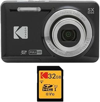 Kodak PIXPRO Friendly Zoom FZ55 Digital Camera (Black) with 32GB Class 10 UHS-I U1 SDHC Memory Card Bundle (2 Items)