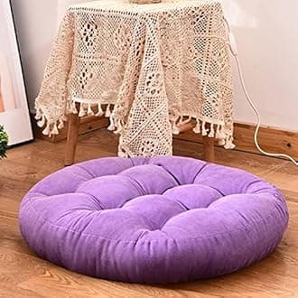 HIGOGOGO Round Solid Floor Pillow, Tufted Meditation Pillow for Seating on Floor Thick Seat Cushion Meditation Cushion for Yoga Living Room Sofa Balcony Outdoor, Purple, 22x22 Inch