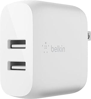 Belkin 24W Dual Port USB Wall Charger - iPhone Fast Charging - Charging Block for Power Bank, iPhone 16, iPhone 15, iPhone 14, iPhone13, iPad Pro, Samsung & More, (Cable Not Included)