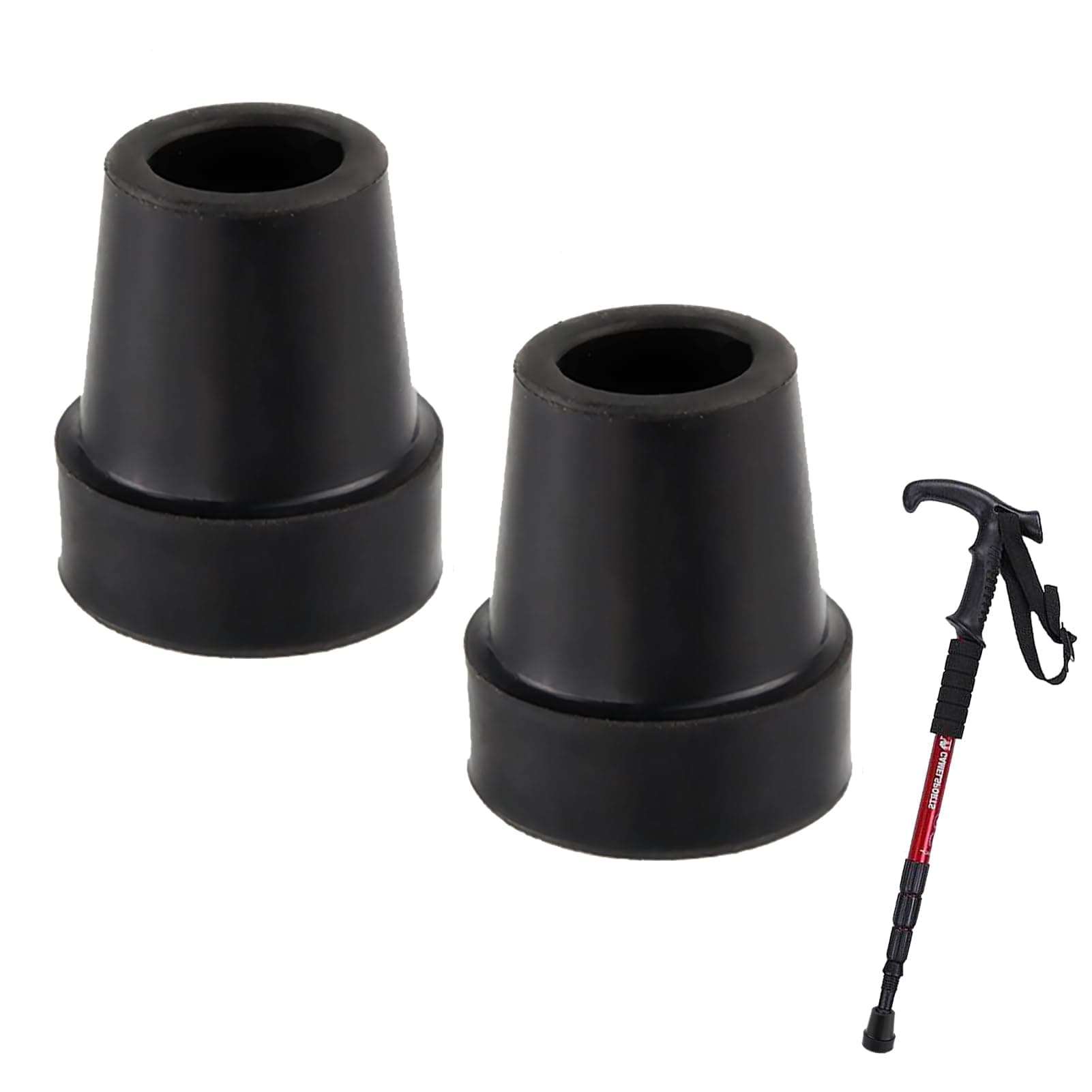 Walking Stick Rubber Ends 19mm, 2Pcs Rubber Ferrules Walking Stick Rubber Tips Heavy Duty Rubber Replacement Cane Tip Black Walking Sticks Ferrule for Walking Cane Crutch Folding Cane