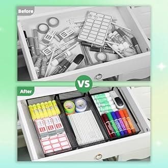 ihomecooker Mesh Tray Silverware Drawer Organizer, Utensil Cutlery Tray Office Supplies with Interlocking Arm Drawer Dividers Organizer for Flatware, Knives,Home,Office, School,Bedroom 12X6'' Black